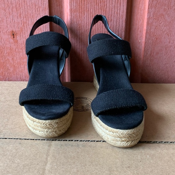 Tory Burch Shoes - TORY BURCH Black Espadrille Wedges